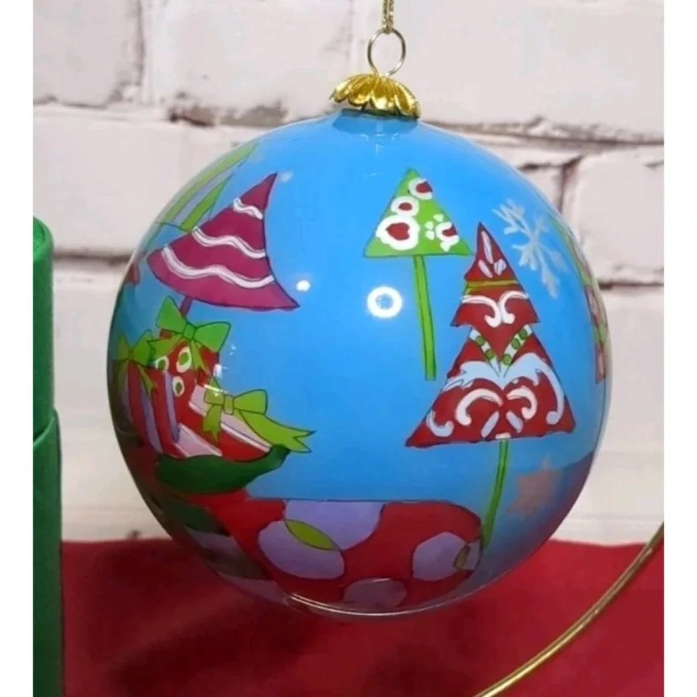 Li Bien Glass Santa Christmas Ornament Pier 1 Inside Painted‎ 2015